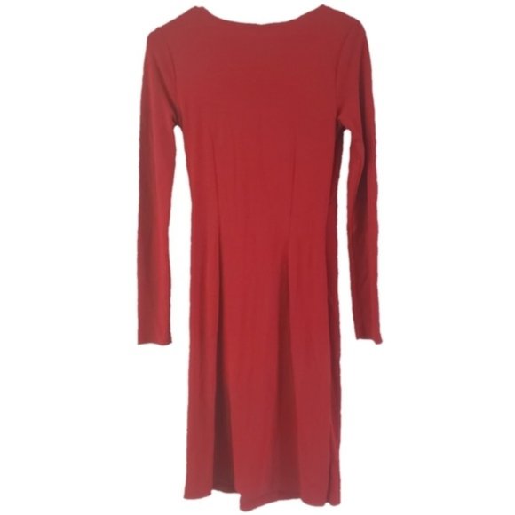 Ann Taylor Shirred Faux Wrap Dress Sz 0 Red - Picture 5 of 9